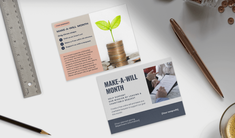 Make a Will month postcard templates